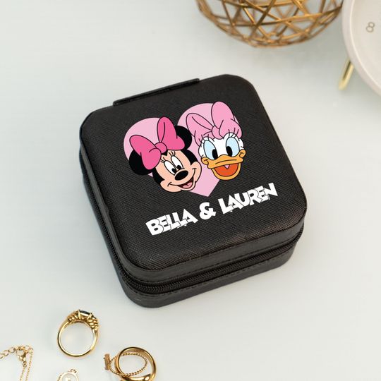Girls Name Jewelry Cases, Disney Trip Gifts, Girl Bestie Jewelry Boxes, Gift for Granddaughters, Cute Minnie Earring Necklace Ring Boxes