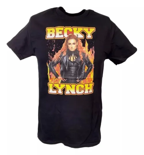 Discover Wrestling Entertainment Becky Lynch Standing In Flames Black T-shirt