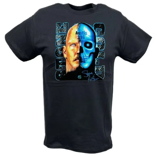 Discover Wrestling Entertainment Stone Cold Steve Austin Half Skull Cyborg T-shirt