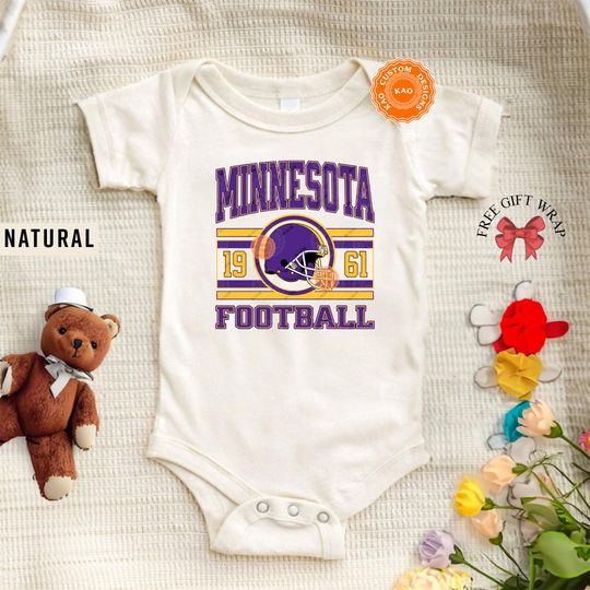 Discover Minnesota Football Onesie, Toddler And Youth Shirts, Kids Minnesota Sports Gear, Baby Game Day T-Shirt, Gift For Fan, Vintage Viking Apparel