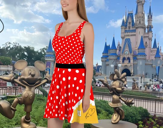 Discover Minnie Mouse Skater Dress | Minnie Mouse Women Dress | Disney Bounding | Disneyworld skater Park Dress | Disneyland Cosplay Custome |