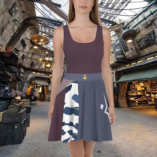 Ahsoka Tano Skater Dress | Ahsoka Fulcum Women's Dress | Ahsoka Cosplay | Starwars Custome Cosplay | The Mandalorian | Disneyworld Outfits