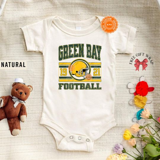 Discover Green Bay Football Onesie, Toddler And Youth Shirts, Football Team Baby Onesie, Kids Game Day T-Shirt, Girly Sports Gear, Vintage Packer Tee