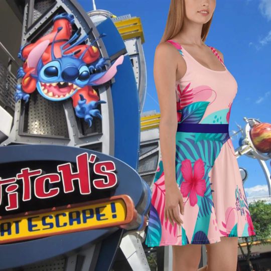 Discover Aloha Floral Stitch (Lilo & Stitch) Women's Dress Skater Dress, Stich and Lilo Cosplay, Disneyworld Bounding, Run Disney Outfits