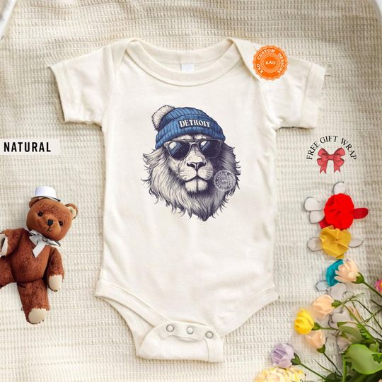Discover Cute Detroit Onesie, Football Toddler Lion Shirt, Kid Game Day T-Shirt, Funny Detroit Tee, Infant Lion Bodysuit, Football Baby Lion Apparel