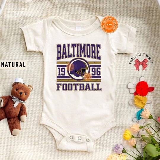 Baltimore Football Onesie, Toddler And Youth Shirts, Kids Baltimore Game Day Shirt, Baby Football Sports Gear Tee, Vintage Raven Apparel