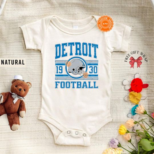 Discover Detroit Football Onesie, Toddler and Youth Shirt, Baby Game Day, T-Shirt For Kids, Girly Sports Gear, Football Team Onesie, Vintage Lion Tee