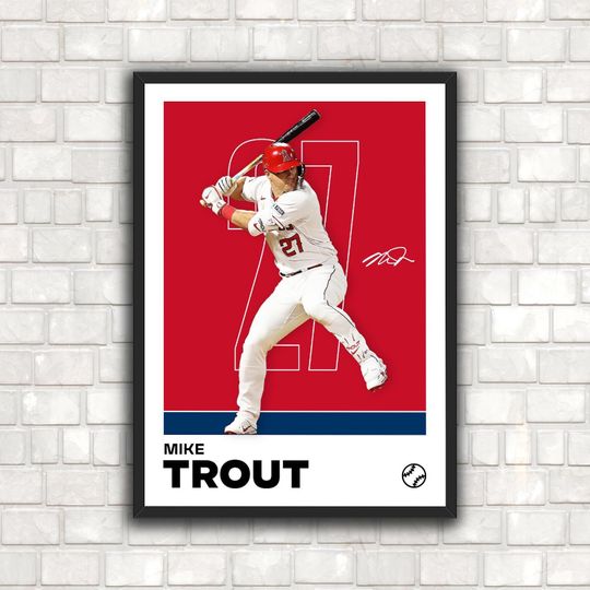 Discover Mike Trout Poster - Minimalist Baseball Art Print for Fans! DIGITAL DOWNLOAD
