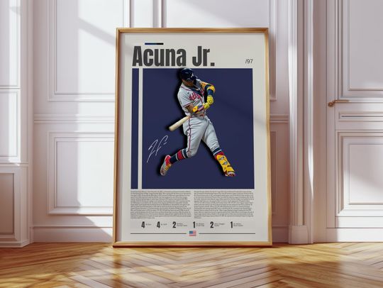 Discover Ronald Acuna Jr. Poster, Atlanta Braves, Baseball Prints, Sports Poster, Baseball Player Gift, Baseball Wall Art, Sports Bedroom Posters