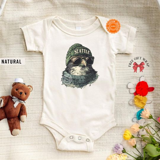 Cute Seattle Onesie, Football Toddler Hawk Shirt, Kid Game Day Shirt, Funny Seattle Tee, Infant Sea Hawk Bodysuit, Baby Football Apparel