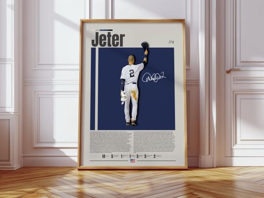 Discover Derek Jeter Poster, New York Yankees Poster, Baseball Prints, Sports Poster, Baseball Player Gift, Baseball Wall Art, Sports Bedroom Posters