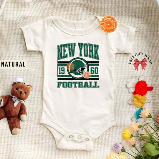 New York Onesie, Toddler And Youth Shirts, Baby New York Sports Gear, Kids Game Day Shirt, Football Fan Toddler, Vintage Jet Apparel