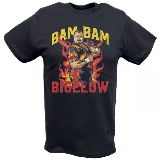 Discover Wrestling Entertainment Bam Bam Bigelow Flames Black T-shirt