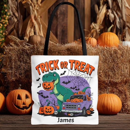 Discover Halloween Dino Trick-or-Treat Tote Bag: Spooky Fall Accessory