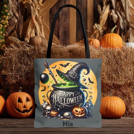 Discover Halloween Tote Bag, Spooky Shopper, Trick-or-Treat Accessories, Fall Decor, Witch Cauldron Design