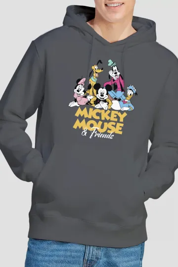Discover Mickey Mouse Friends Mens Hoodie S-2XL Charcoal