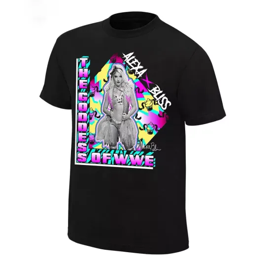 Discover Wrestling Entertainment ALEXA BLISS THE GODDESS NEON COLLECTION BLACK T-SHIRT
