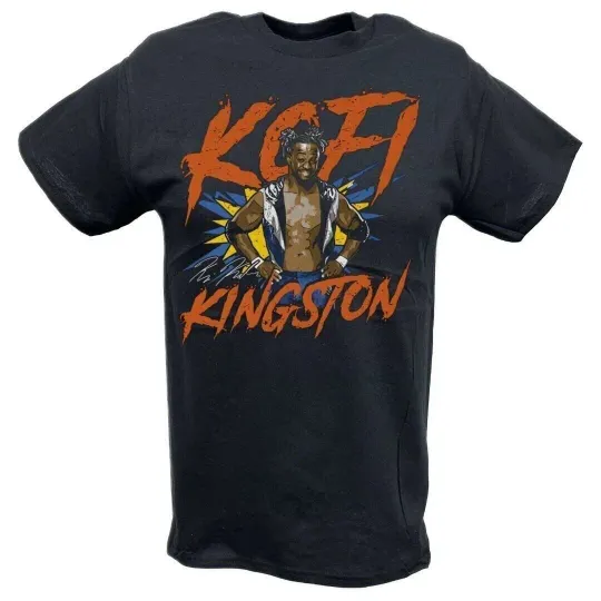 Discover Wrestling Entertainment Kofi Kingston Pose Black T-shirt