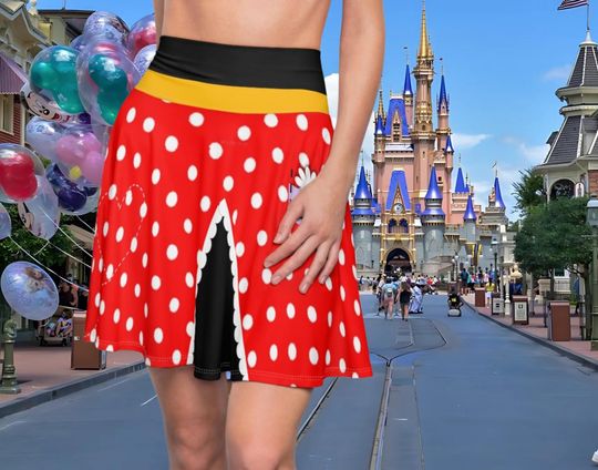 Minnie Mouse Women's Skater Skirt | Minnie Mouse Love Skater Skirt | Minnie Red White Skater Cosplay | Disney bounding | disneyworld cosplay