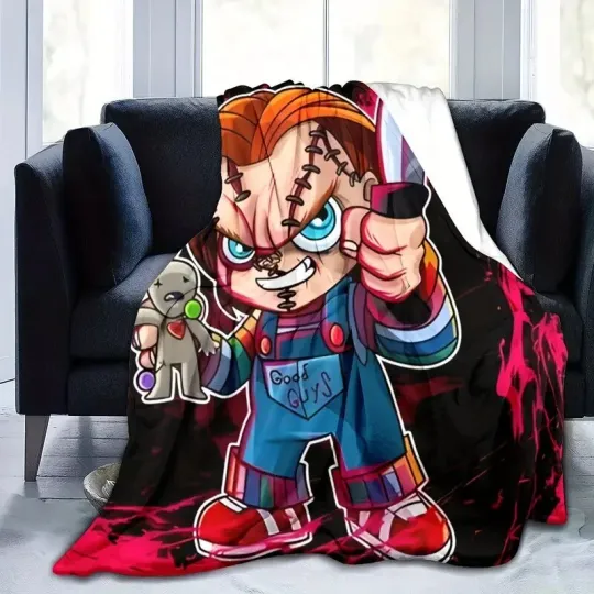 Chucky Doll Horror Killer Wanna Play Scary Halloween Gift Blanket