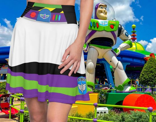 Toy Story Buzz Lightyear Women's Skater Skirt | Cosplay Costume | Toy Story Skater | Disney Skirt Toy Story Clothing |