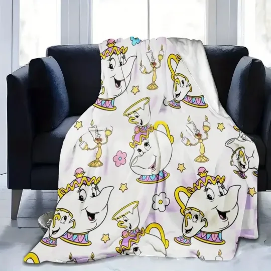 Mrs Pott And Chip Beauty And The Beast Character Happy Halloween Blanket