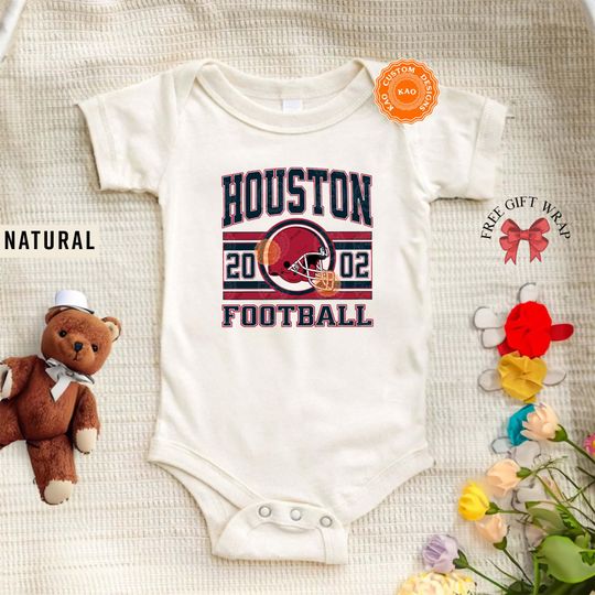 Houston Football Baby Onesie, Toddler & Youth Game Day Tee, Vintage Texas Kids Sports Shirt
