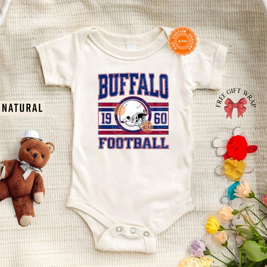 Discover Buffalo Football Onesie for Kids and Toddlers, Baby Sports Gear, Game Day T-Shirt, Vintage Bill Baby Apparel