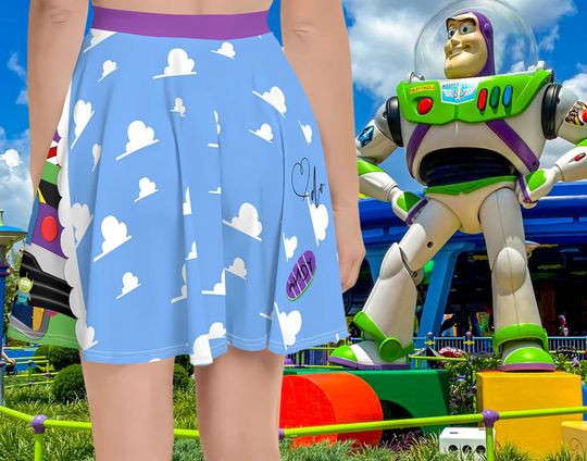 Buzz Lightyear Toy Story skater skirt | Toy Story Cosplay Custome | Buzzlightyear Outfits | Andy's Cloud Room Wallpaper | Disney bounding