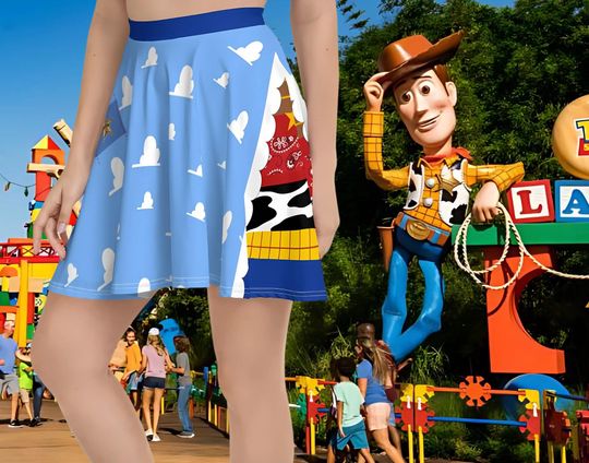 Woody Toy Story skater skirt | Toy Story Cosplay Custome | Woody Cosplay Outfits | Andy's Cloud Room Wallpaper | Disney bounding Outfits |