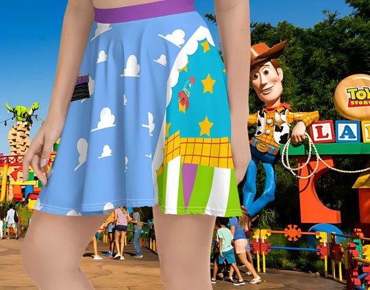 Buzz Lightyear Toy Story Women's Skater Skirt | Andy's Wallpaper Toy Story Skater | Rundisney Cosplay | Disney Mom Skirt | Toystory Clothing