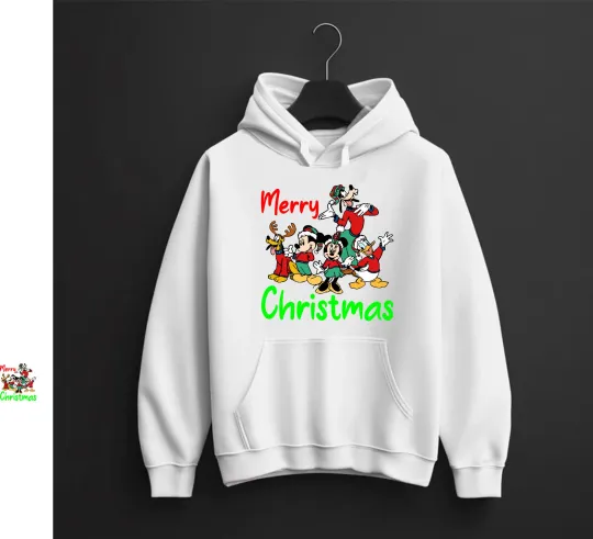 Discover Merry Christmas Mickey and Friends Hoodie, Disney Cartoon Pullover