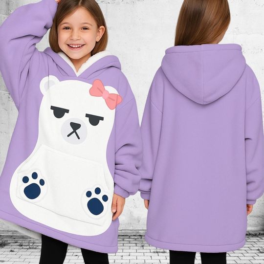 Kpop Girls Mira Polar Bear Blanket Hoodie, Mira Demon Hunters Cosplay Hoodie, Halloween Costume Shirt, Kpop Huntrix Hoodie With Pocket