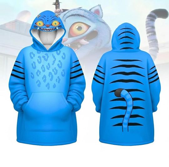 Kpop Demon Hunters Blanket Hoodie, Derpy Tiger Cosplay Hoodie With Pocket, Huntrix Kpop Movie Cosplay Costume, Cute Tiger Lover Shirt