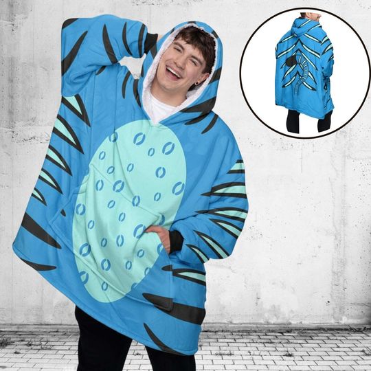 Kpop Demon Hunters Tiger Blanket Hoodie, Derpy Tiger Hoodie With Pocket, Halloween Derpy Tiger Costume Shirt,Blue Tiger Cosplay Hoodies