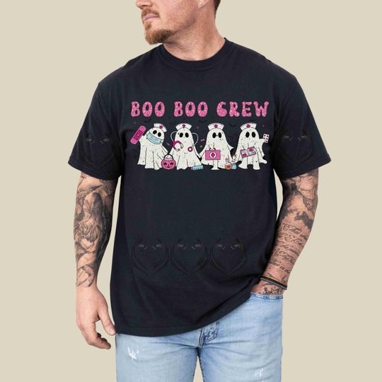 Discover Boo Boo Crew Nurse Ghost T-Shirt, Retro Halloween Tee