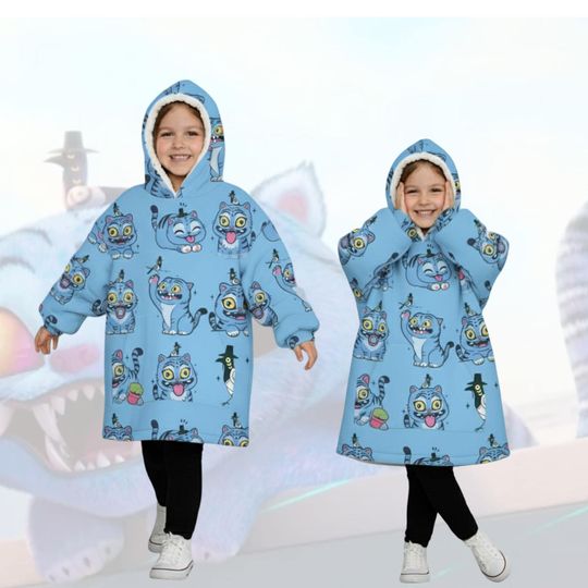 Discover Kpop Demon Hunters Tiger Satin Blanket Hoodie, Derpy Demon Hunter Oversized Hoodie, Demon Hunter Merch, Halloween Party