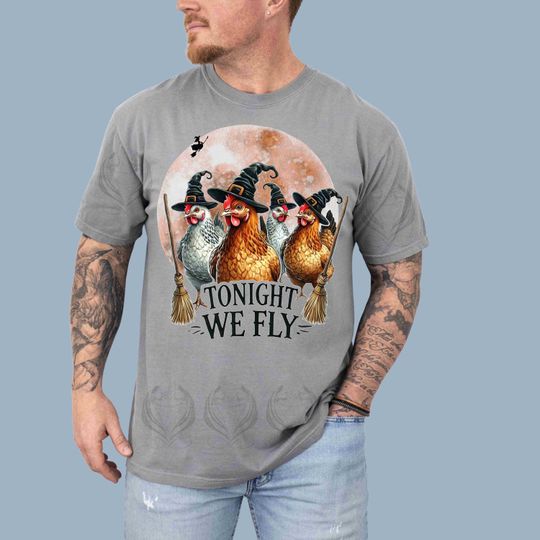 Discover Witchy Chicken Halloween T-Shirt, Funny Farm Animal Tee