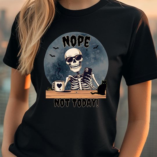 Discover Funny Skeleton Halloween Shirt, Coffee Lover Tee