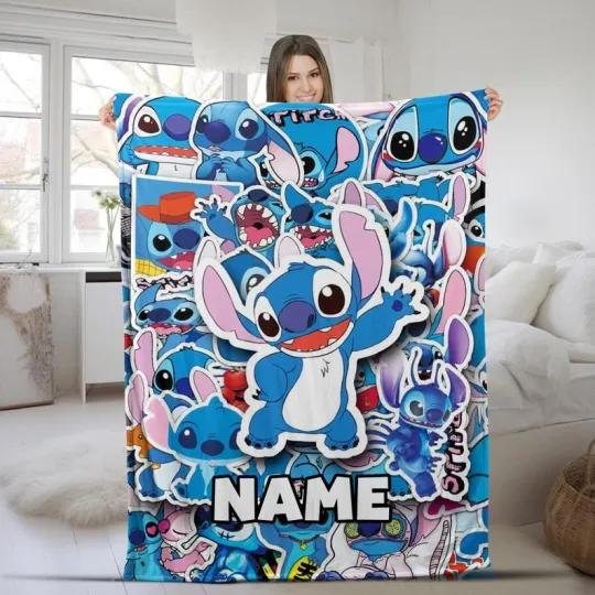 Personalized Never Too Old For Stitch Ohana Means Family Lilo & Stitch Blanket