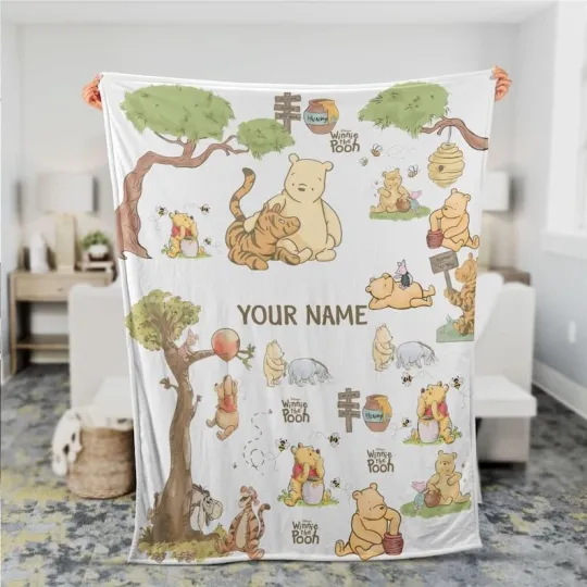 Personalized Pooh Bear & amp,  Friends Winnie The Pooh Cute Classic Blanket
