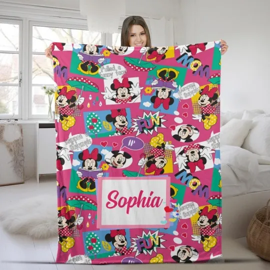 Discover Personalized Cute Minnie Mouse Pulled A Funny Face Minnie Lovers Gift Blanket