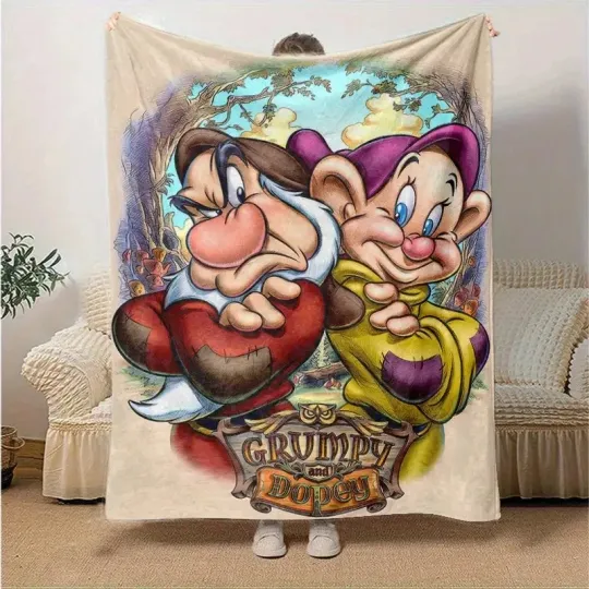 Grump And Dopey Dwarfs Snow White And The Seven Dwarfs Fan Gift Blanket