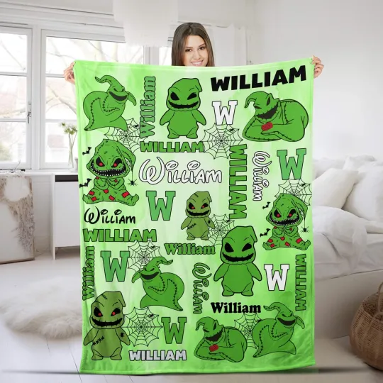 Personalized Oogie Boogie Green Monster Halloween Horror Fan Gift Blanket