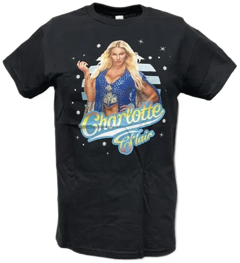 Discover Wrestling Entertainment Charlotte Flair Starlight Black Mens T-shirt