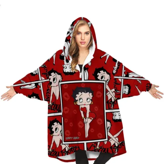 Discover Personalized Bettyyy Booppp Fleeceee Blanket Hooded Unisex, Blanket Hoodies