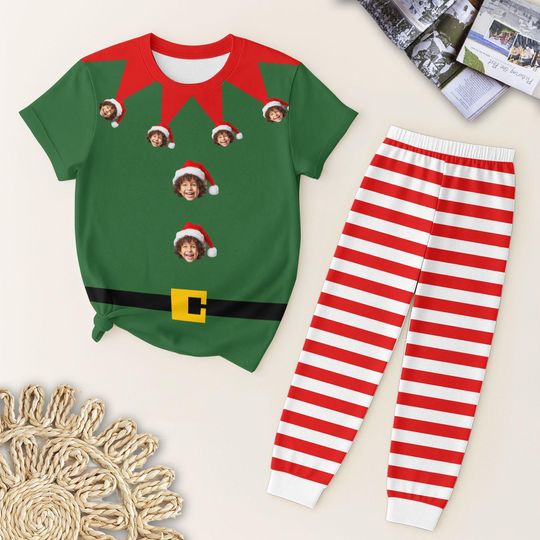 Elf Green Striped Christmas Pajama Set for Families