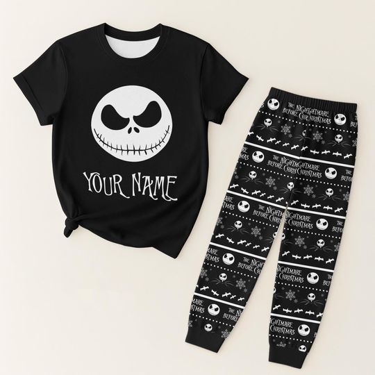 Discover Custom Horror Character Pajama Set, Nightmare Christmas Sleepwear