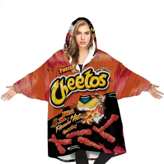 Hot Cheetos Blanket Hoodie for Kids, Christmas Gift, Winter Wear