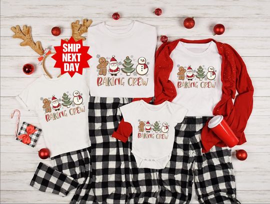 Discover Baking Crew Sweatshirt & Cookie Crew Pajama Set for Family Christmas